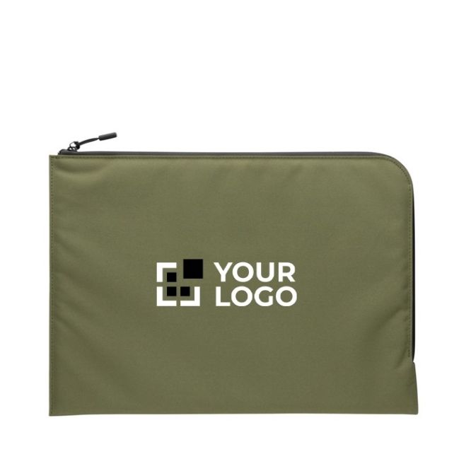 Elegante funda corporativa minimalista para PC de poliéster reciclado 15.6” de color verde militar