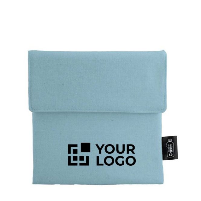 Bolsa portabocadillos reciclada cuadrara con cierre de velcro para empresas