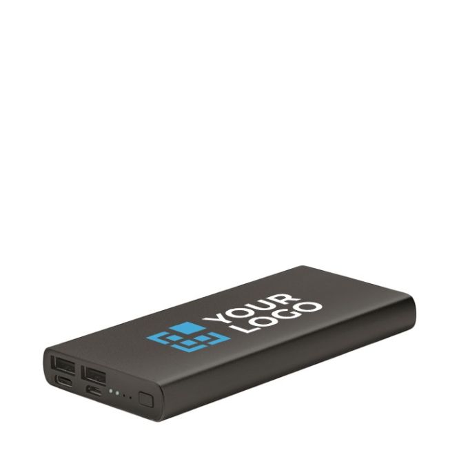Batería externa promocional con carcasa de aluminio con USB tipo C y carga rápida 10.000 mAhDuo ideal para regalar en eventos