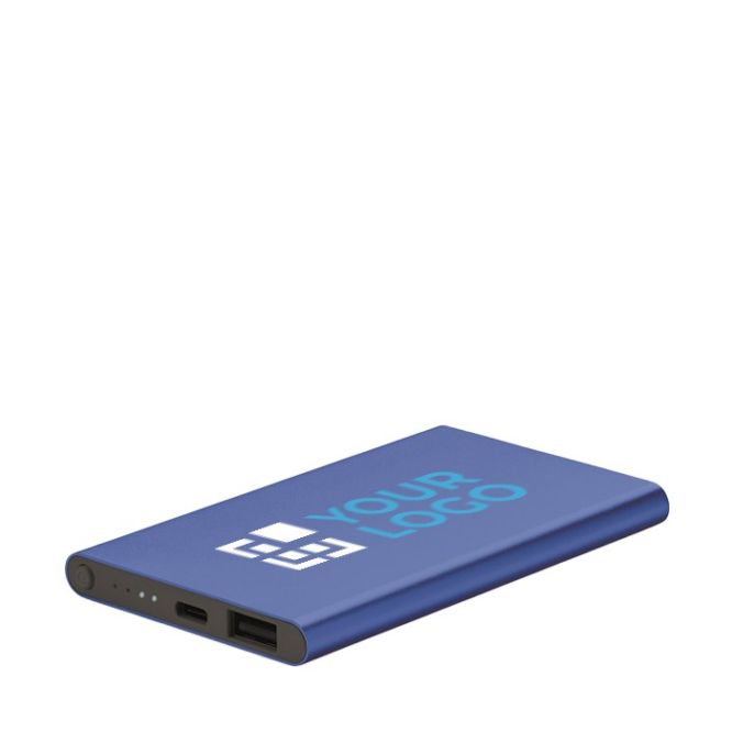 Batería externa con logo de aluminio de 4.000 mAh con diseño plano