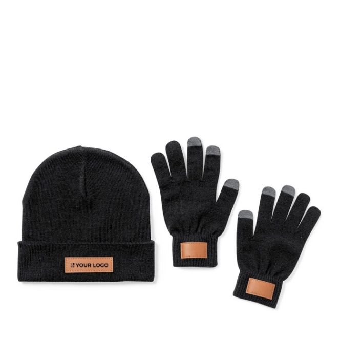 Set de gorro y guantes con dedos táctiles vista principal