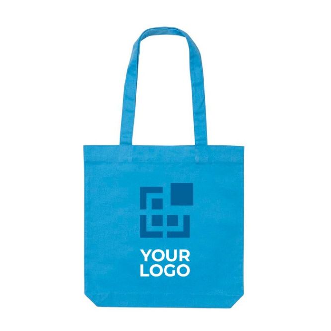 Bolsa para merchandising en lona reciclada 285 g/m2 de colores con el logotipo de empresa