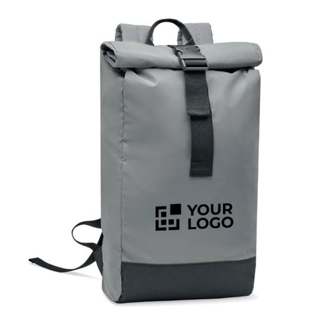 Mochila cierre rolltop de poliéster reflectante para portátil de 15''