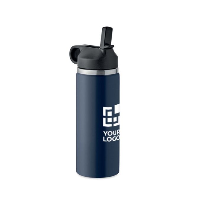 Botella de acero inoxidable reciclado antifugas con pajita 500ml vista principal