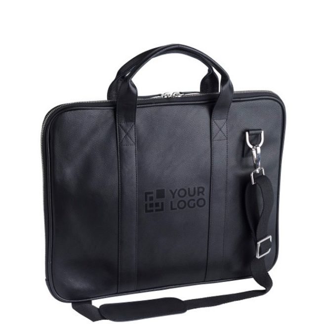 Maletín de piel para PC con múltiples compartimentos 15” de color negro