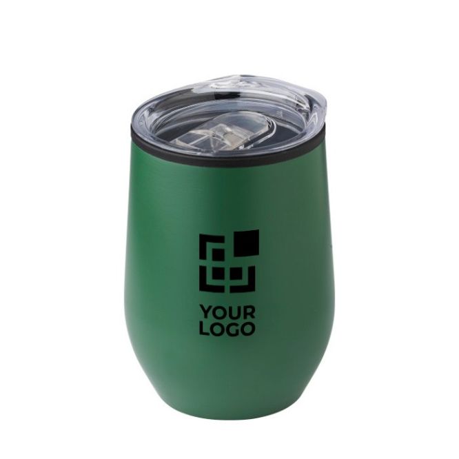 Taza de acero inoxidable acabado mate con tapa a presión 300ml
