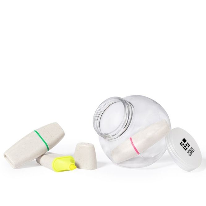 Set de marcadores fluorescentes presentados en bote transparente