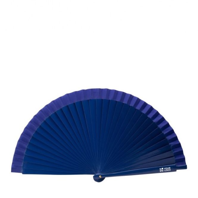 Abanico de madera lacada y poliéster en varios colores 23cm color azul