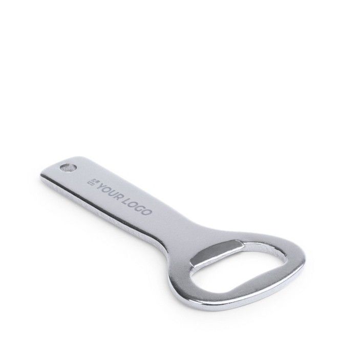 Abrebotellas de aluminio de colores con agujero para colgar en color plata, negro o rojo