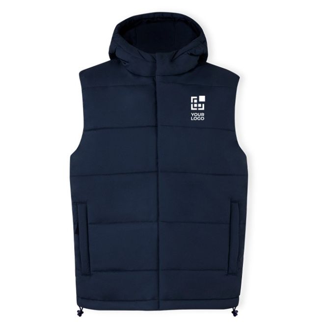 Chaleco de poliéster con capucha fija integrada MKT Brooke en color negro o azul marino