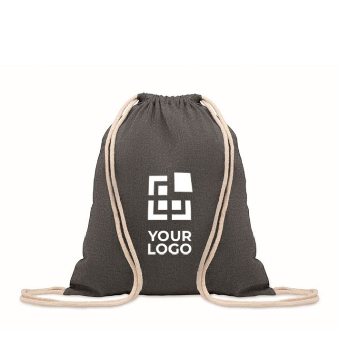 Bolsa de cuerdas de algodón reciclado y cuerdas color natural 140 g/m2 vista de impresión