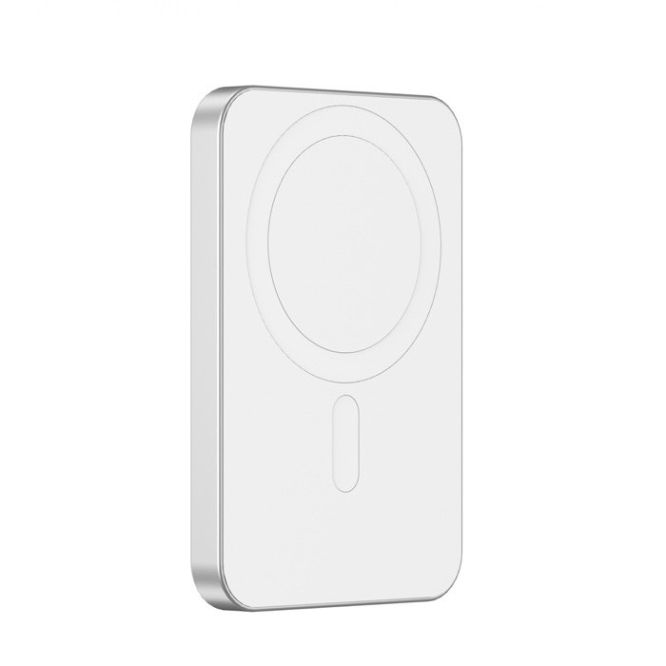 Powerbank magnética con logotipo y carga ultrarrápida e imán 5.000 mAh compatible con iphone y android en color plateado y negro