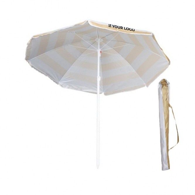 Sombrilla para la playa de nailon con diseño bicolor a rayas Ø180