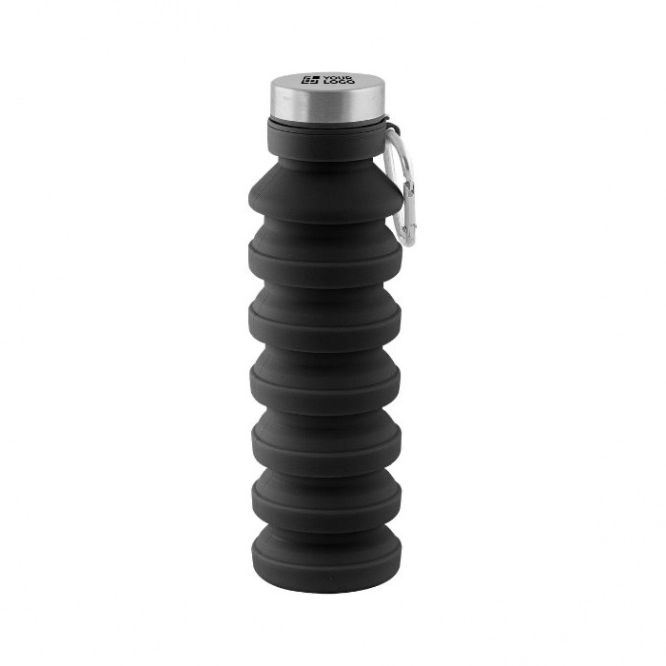 Botella de silicona con cuerpo plegable y tapón de metal 500ml