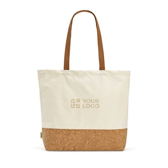 Bolsa de la compra de algodón reciclado con fondo de corcho 220 g/m2 vista principal