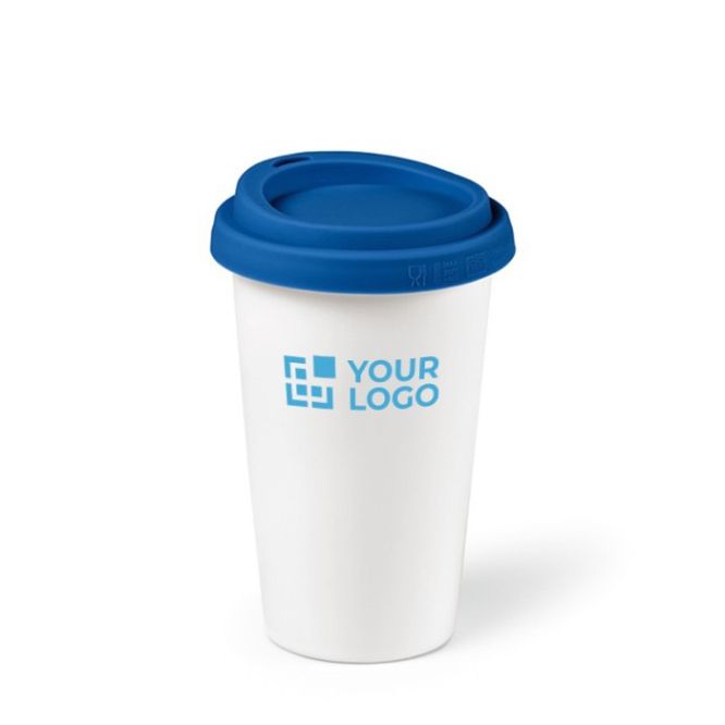 Taza térmica de cerámica take away con tapa de silicona 290ml vista principal