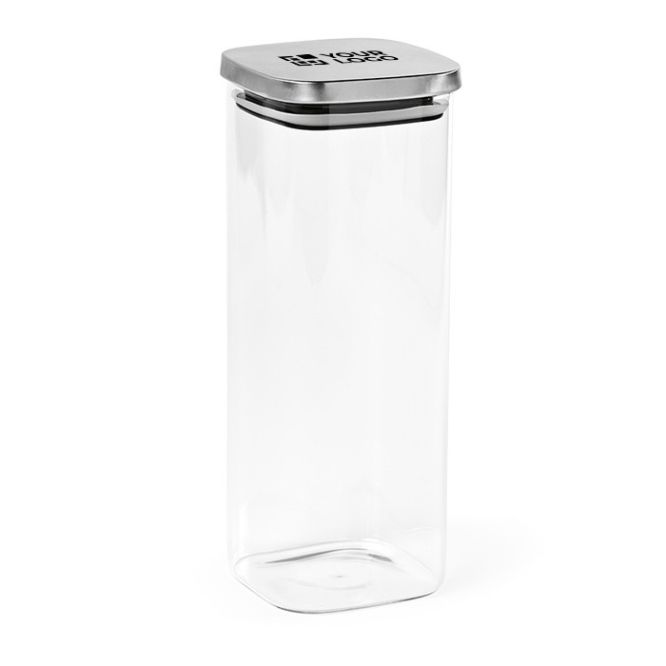 Frasco de vidrio con tapa de acero inoxidable reciclado sellada 2,04L