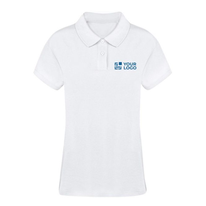 Polo blanco para mujer de 100% algodón con 2 botones a juego 220 g/m2