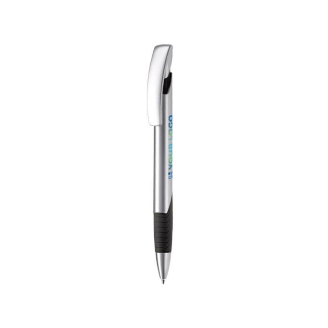 Bolígrafo de metal con empuñadura texturizada color azul oscuro