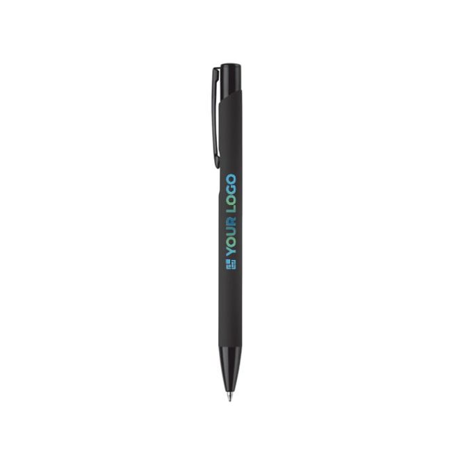 Bolígrafo de aluminio con recubrimiento de caucho en varios colores color negro/gris y tinta azul