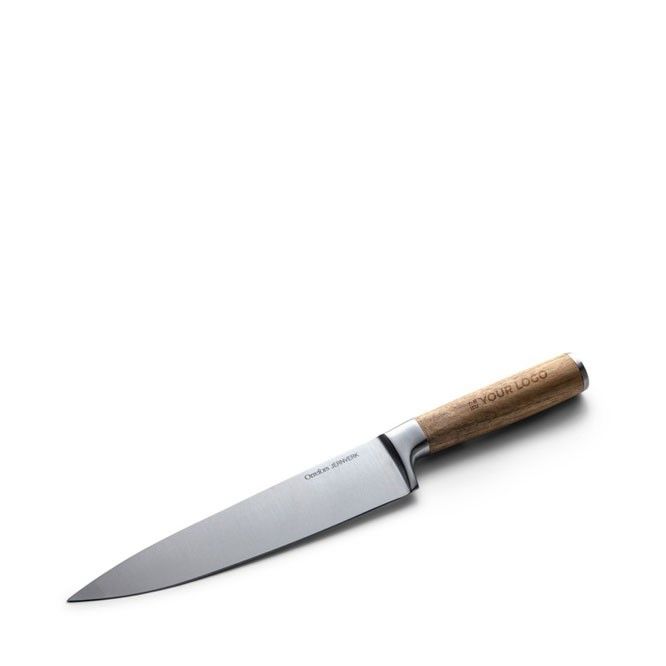 Cuchillo afilado con hoja de 20 cm y mango de madera de acacia vista principal