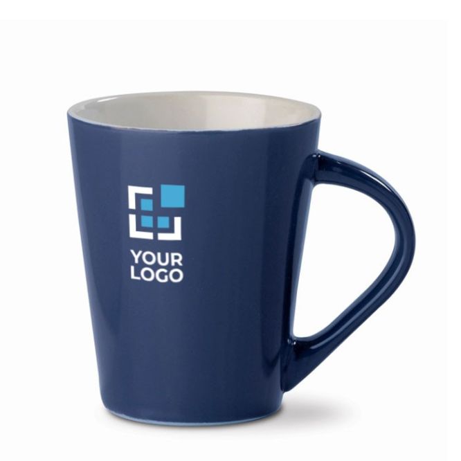 Taza de cerámica con asa triangular en colores hecha en EU 270ml
