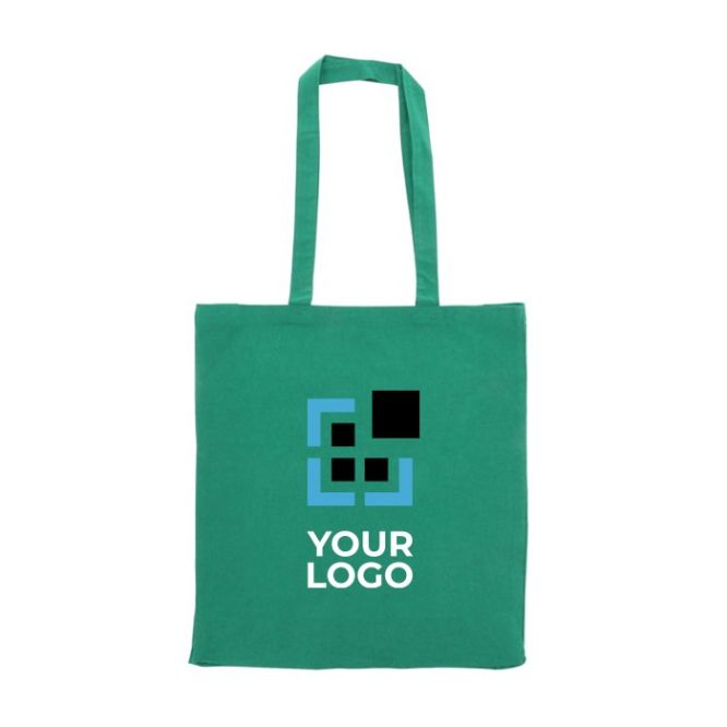 Bolsa de algodón reciclado pequeña con fuelle y asas a juego 140 g/m2