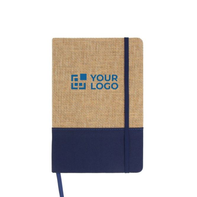 Libreta de yute y RPET con detalle a color en la base y separador a juego