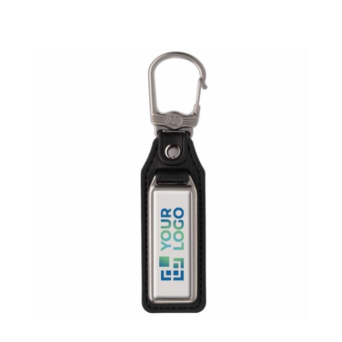 Llavero rectangular de metal para personalizar con cuero sintético