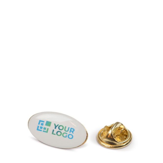 Pin ovalado de metal dorado para personalizar 20x12mm color dorado cuarta vista