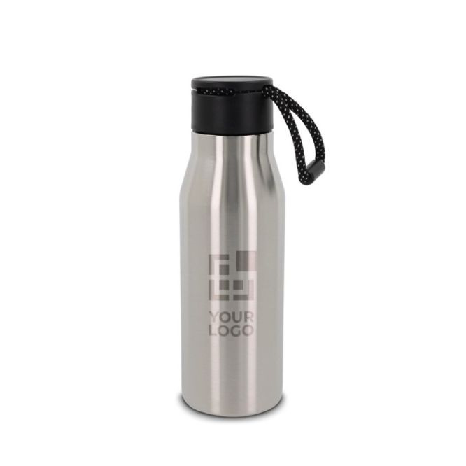 Botella de acero inoxidable en colores mate con cuerda 600ml