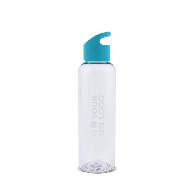 Botella de RPET transparente con asa geométrica a color 600ml color turquesa