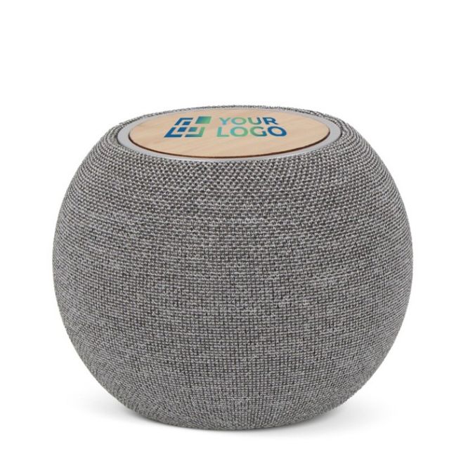 Altavoz y cargador portátil redondo y compacto de RPET y bambú