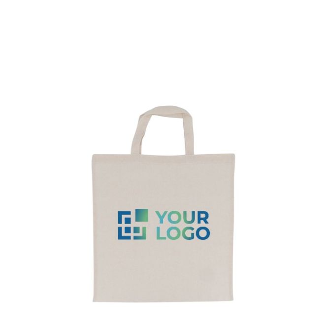Bolsa de algodón OEKO-TEX con asas cortas 140 g/m2