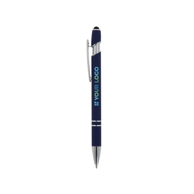 Bolígrafo de aluminio reciclado con puntero, clip de metal y tinta azul