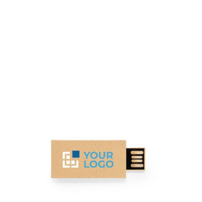 USB minimalista en caño de trigo con logotipo a todo color