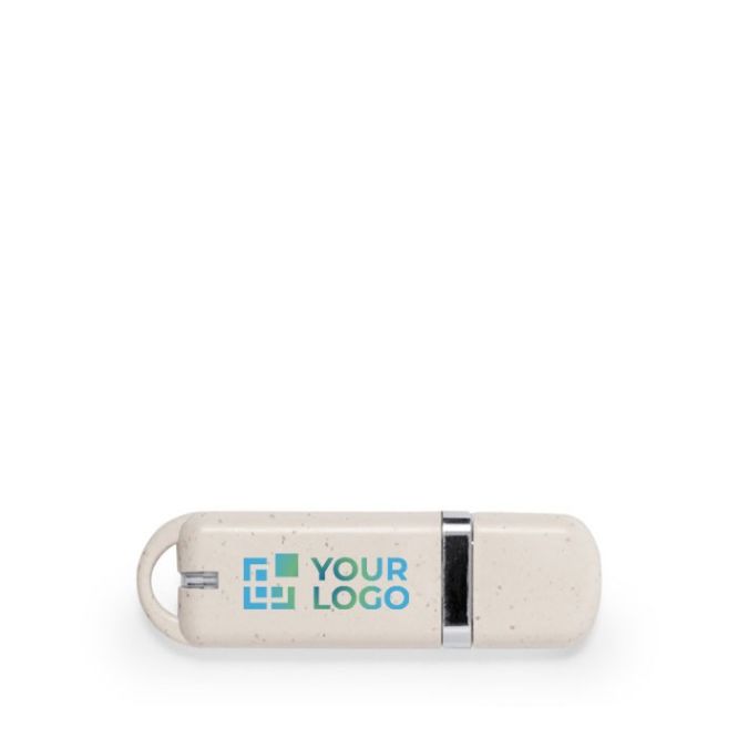 Memoria USB con carcassa de paja de trigo y tapón de cierre