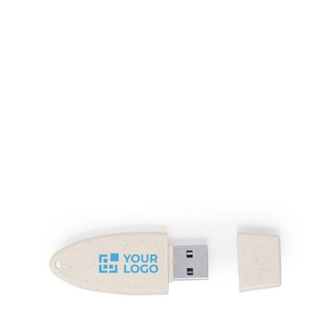 USB ecólogico con tapón y hecho de caña de trigo