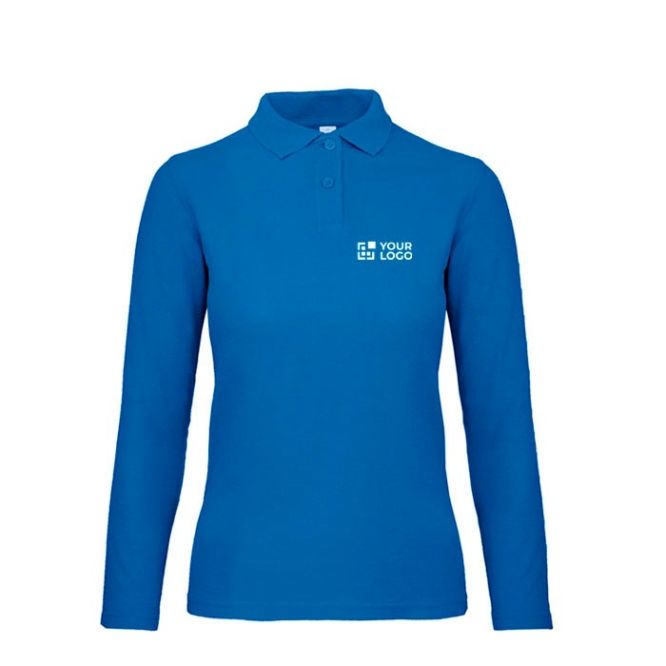 Polo básico de algodón de manga larga para mujer 180 g/m2 B&C
