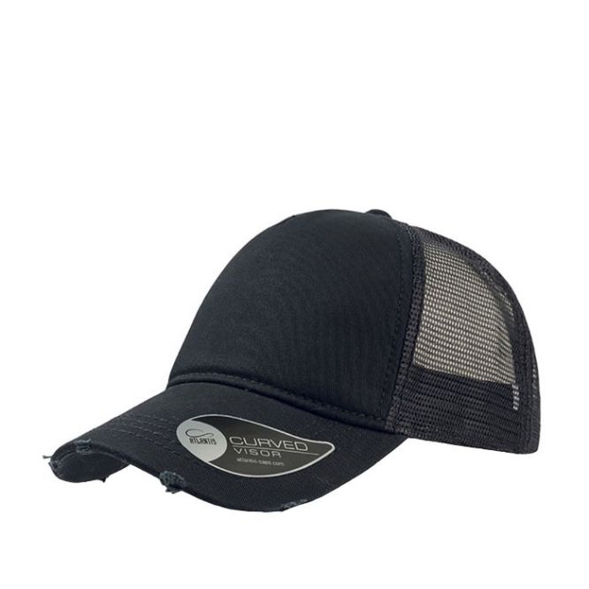 Gorra de algodón con la visera desgastada y cuepro en malla