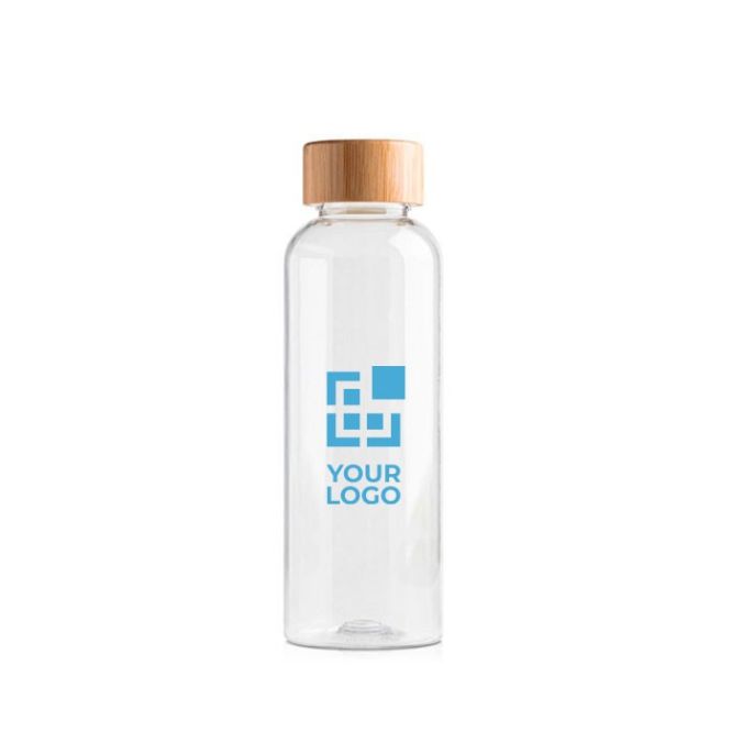 Botella de RPET con tapa de bambú y capacidad para 500ml