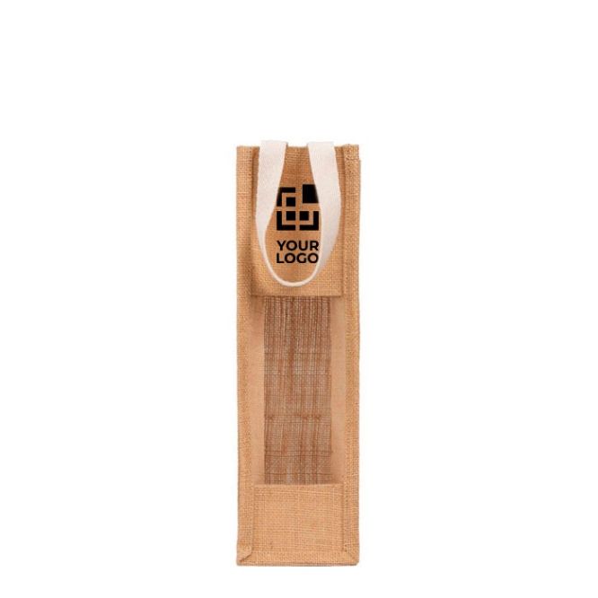 Bolsa de yute con acabado laminado para botellas de vino 750ml