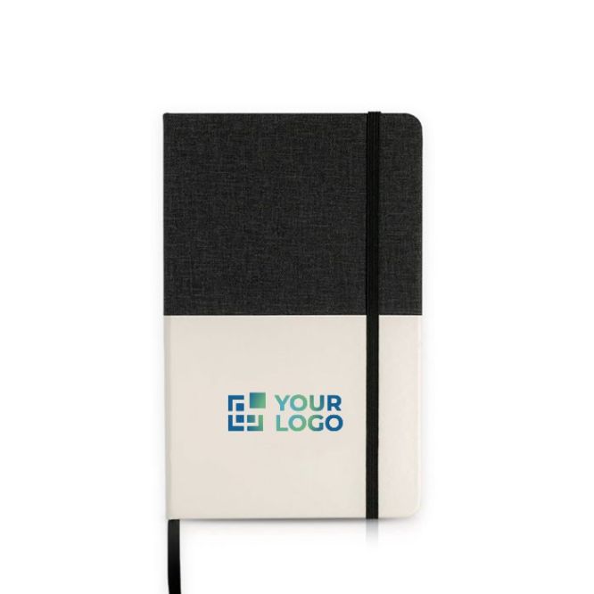 Libreta de cuero sintético bicolor con cinta A5 hojas lisas