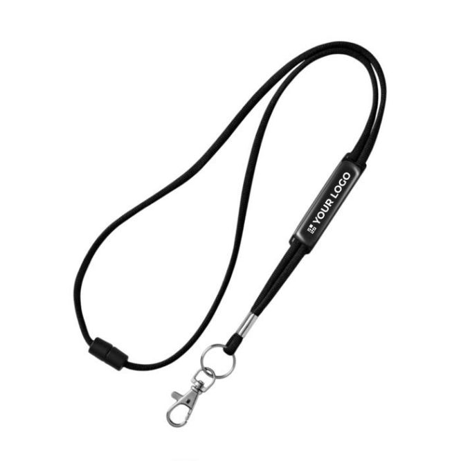 Lanyard tubular de poliéster con mosquetón y cierre de seguridad vista principal