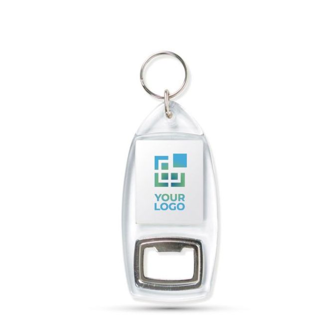 Llavero con abrebotellas y cápsula para papel personalizado vista principal