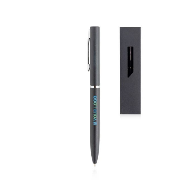 Bolígrafo lujoso de metal en colores mate con funda tinta azul