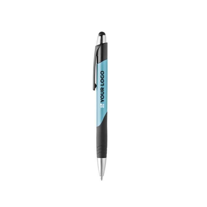 Bolígrafo de plástico en colores con pulsador táctil tinta azul