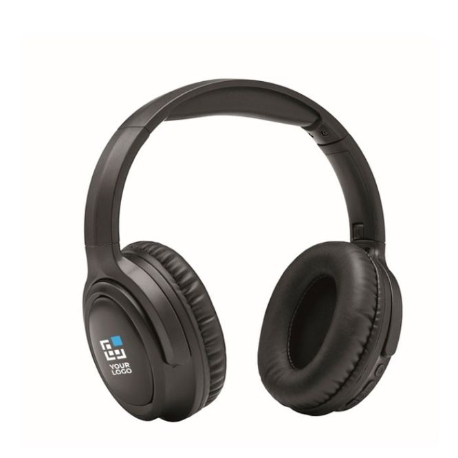 Auriculares inalámbricos plegables con manos libres y micrófono 17h color negro vista de impresión