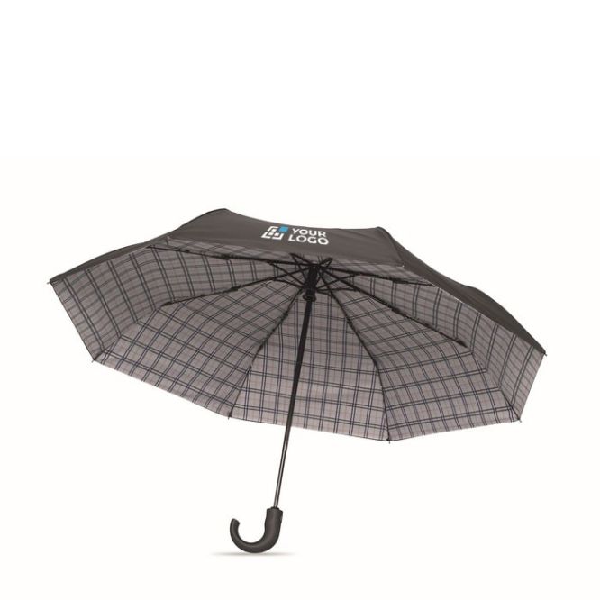 Paraguas plegable anti viento de pongee y diseño de cuadros Ø116