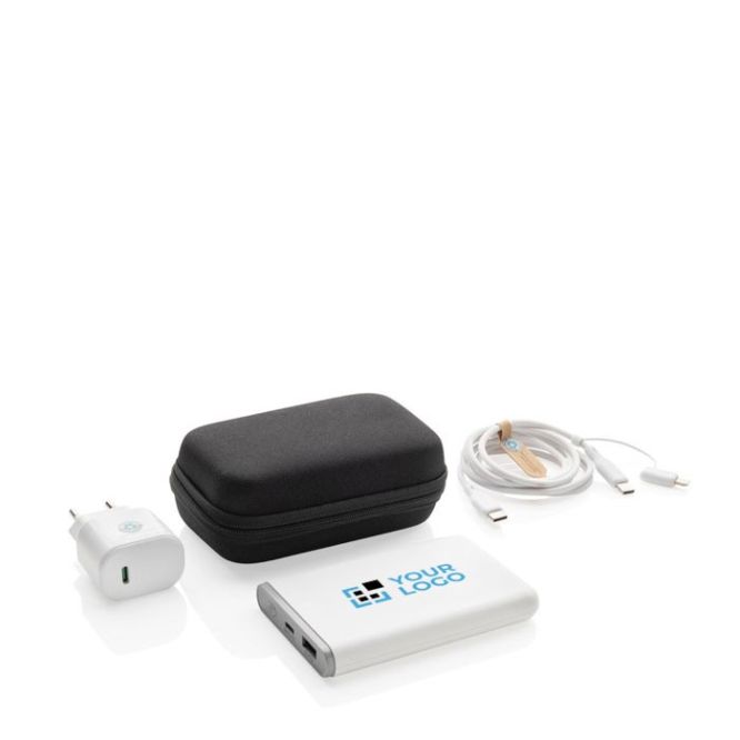 Set de carga de 3 piezas de plástico reciclado con powerbank 5.000 mAh